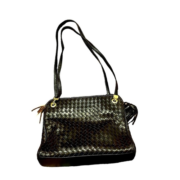 Siso Made in Italy Leather Woven Brown Shoulder Bag Excellent Condition. - Picture 1 of 7